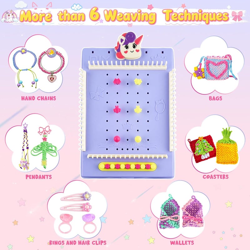 Nicella Multi-Functional 400+ Pcs Friendship Bracelet Making Kit for Girls,Weaving Loom Kit Toys, Craft Kits for Kids,Age 6-12 Year Old Girls Gifts Ideas, Bracelet & Coaster & Bag Weaving Making kit - Image 2